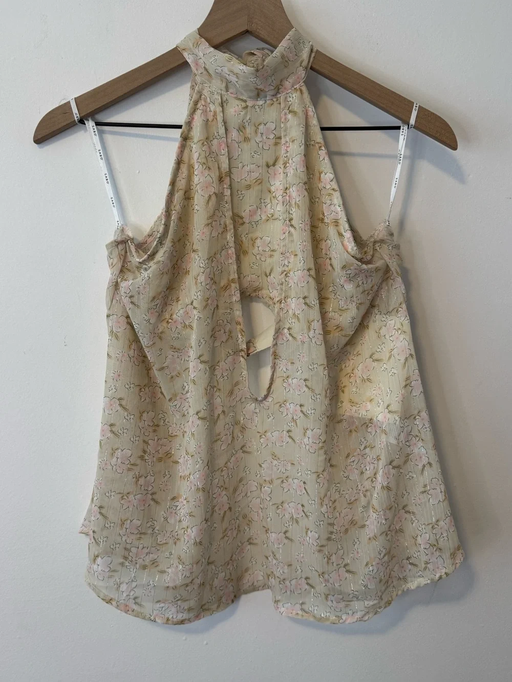 NWT Skirt Kinslee Cream Floral Halter Tie Neck Short Set Small